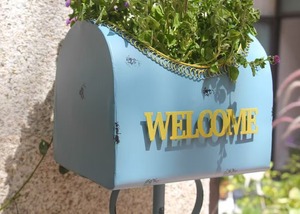 Galvanized Iron Mailbox Planter Stand Rustic Welcome <strong>Letterbox</strong> Flower Pot Powder Coated Finish for Indoor/Outdoor Garden Yard - Product Image 5
