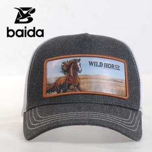 Gorras Trucker de 5 Paneles de Alta Calidad con Bordado de Caballo Salvaje en Velour para Verano, Casual, Deportes al Aire Libre, Hip Hop, Viajes, Formal - Product Image 1