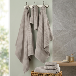 Waffle Textured Cotton <b>Bath</b> <b>Towel</b> <b>Set</b> Solid Color Rectangle Soft Skin-Friendly Home Use Adult - Product Image 1