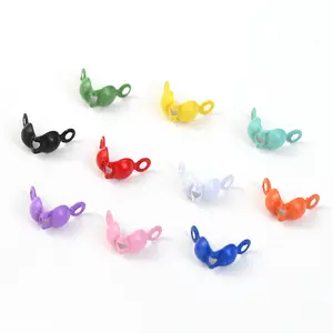 100pcs/Bag Colorful Metal Connector Clasp Fitting Ball Chain Calotte End Crimps Beads Components DIY Jewelry Making Findings