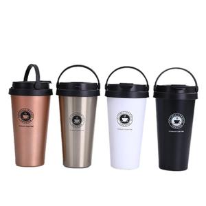 Tasses à thé en acier inoxydable 304 isolées sous vide de 380 ml/500 ml, tasse à café avec poignée et couvercle, anti-fuite - Product Image 6