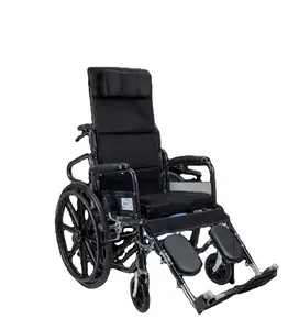 Adjustable Full Lying Flat Wheelchair Portable Folding Multi-functional Paralyzed Elderly High Back Strap Stool Wheelchair