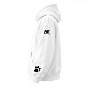 Custom Men's <b>White</b> Cute Animal Print Hoodie Cotton French Terry Pullover <b>Sweatshirt</b> with Pocket Breathable Casual - Product Image 5