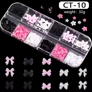 Adornos de <span class=keywords><strong>uñas</strong></span> con lazo de plástico de 12 rejillas decorados con lazos de princesa rosa, adornos de <span class=keywords><strong>uñas</strong></span> DIY, decoración de <span class=keywords><strong>uñas</strong></span> 3D colorida - Product Image 2