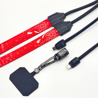 Kabel USB C HP6105FPD Logo Kustom 100W PD dengan Tali Leher 1M, Dapat Dilepas, Pengisian Cepat, Transfer Data, untuk Promosi