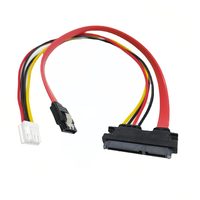 Câble de données et d'alimentation intégré SATA 7+15 vers 7 broches à courbure inversée avec connecteur XH2.54 4 broches, câble combo SATA pour SSD/HDD de carte mère ITX