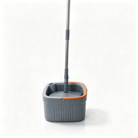Ensemble serpillière plate et seau avec essorage centrifuge, manche télescopique en acier inoxydable et tampon en microfibre – Vente en gros
