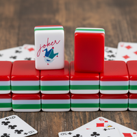Классический красный 4-слойный акриловый мини-набор для американского маджонга с ручной отделкой, портативные плитки для маджонга для путешествий, для игры взрослых