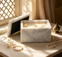 Boîte à bougie vide en marbre blanc de luxe nordique avec couvercle, pour la maison, l'hôtel, la décoration religieuse, récipient à bougie en marbre
