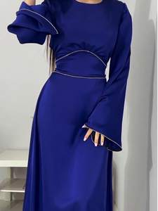 Nouvelle robe longue à manches longues en dentelle à la taille cintrée, couleur unie, robe élégante pour femmes - Product Image 4