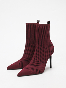 Dapat disesuaikan mode gaya Eropa ramping sepatu bot hak sedang wanita bersirkulasi kaus kaki rajutan musim gugur - Product Image 2