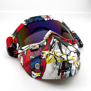 Kacamata sepeda motor masker kacamata motorcross, kacamata Filter mulut masker bola cat wajah penuh dapat dilepas - Product Image 6