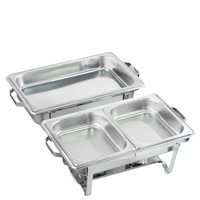 Réchaud de buffet rectangulaire grande capacité en acier inoxydable pour hôtels et traiteurs arabes, avec couvercle