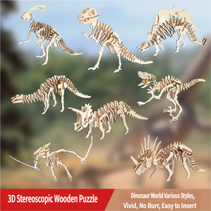 Rompecabezas 3D de Dinosaurio de Madera Creativo, Juguete Educativo para Niños, Desarrolla Habilidades de Resolución de Problemas, Explora el Aprendizaje Prehistórico, Diversión DIY - Product Image 3