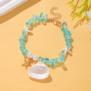 Summer Beach Shell <b>Bracelet</b> With Imitation Pearls And Crushed Stone <b>Beads</b> For Women Party Jewelry - Product Image 2