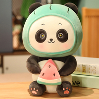 Peluche Panda Super Mignonne aux Formes de Fruits : Pastèque et Fraise, Animal en Peluche Kawaii