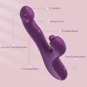 Nuovo caldo 3 in 1 coniglio vibratore Dildo con pulsante triplo vibrante riscaldamento G Spot Clit stimolatore giocattoli sessuali vibratore per le donne - Product Image 3