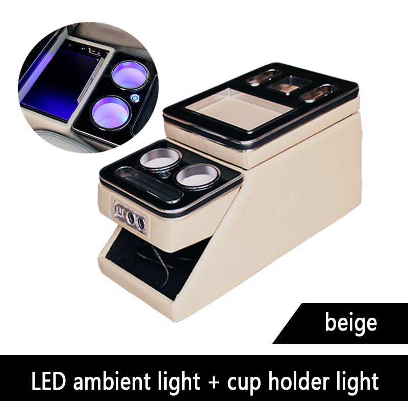 Porte-gobelet en bois-Beige avec lumière