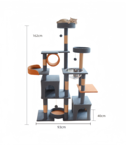 Lâu Đài biệt thự gỗ lớn mèo cây tháp nhiệm vụ nặng nề với 3 căn hộ leo các loại và sisal gãi bài viết cho Giáng sinh - Product Image 2