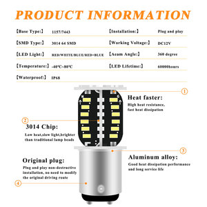 Feu stop LED 12V 1157 64smd Rouge Bleu <span class=keywords><strong>Clignotant</strong></span> Feu <span class=keywords><strong>de</strong></span> recul pour <span class=keywords><strong>moto</strong></span> <span class=keywords><strong>Clignotant</strong></span> Feu arrière - Product Image 6