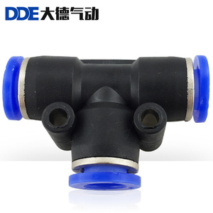 Dde Pneumatics Plastic T Type Tee <b>Connector</b> For Air Hose <b>Quick</b> Connect PE6 PE8 PE4 Fittings - Product Image 2