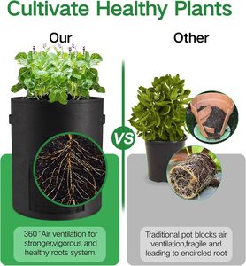 Bolsas de Cultivo Negras Resistentes de 10 Galones con Asas Reforzadas, Tela No Tejida para Plantas, Vegetales, Contenedores de Jardín para el Crecimiento - Product Image 4