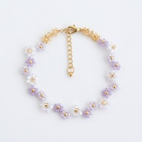 Bracelet tendance réglable en perles de plastique pour femme, bijou de poignet minimaliste et empilable