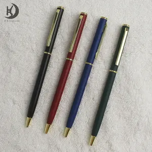Y-6新品亚光黑/红/绿/蓝超薄圆珠笔定制雕刻徽标礼品圆珠笔