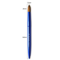 Professionnel Kolinsky Brosse À Ongles Logo Personnalisé Bleu Brosse À Ongles En Métal Pour Acrylique Rond Kolinsky Nail Art Brosse Pour Poudre Acrylique