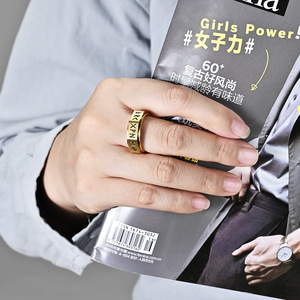 Minimalist Unisex Nordic Viking Letter Titanium Steel Rotating <b>Ring</b> For Men Index Finger Jewelry Geometric Shape Gift - Product Image 3