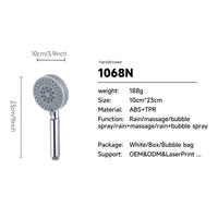 Pommeau de douche chromé portable avec tuyau en silicone, support à boucle élastique, triple sortie, haute pression, économie d'eau pour usage hôtelier et toilettes