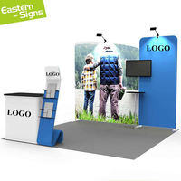 Stand d'exposition personnalisé 10*10 pieds avec logo imprimé, cadre en aluminium et tissu tendu pour toile de fond d'expo