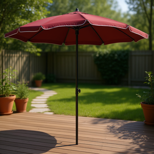 Sombrilla de Jardín Grande Inclinable Roja Burdeos con Poste de Acero de 3 Metros, Apertura Manual, para Patio Exterior - Product Image 2