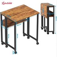 Bureau d'ordinateur mobile pliable avec roulettes, hauteur réglable pour petit appartement, bureau à domicile, chambre, salle d'étude