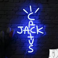 Enseigne néon LED Jack Cactus à intensité variable, motif chapeau de cowboy, en acrylique, pour décoration murale, idéale pour cave d'homme, chambre, bar, maison, ranch, fête