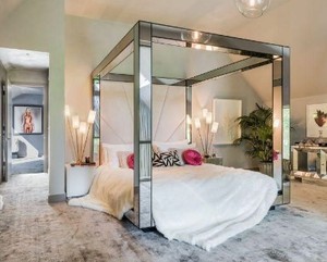 Tienda de campaña de lujo con espejo completo, cabecera alta con espejo, <span class=keywords><strong>muebles</strong></span> de dormitorio asequibles, cama King Queen completa - Product Image 2