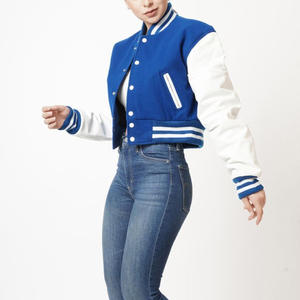 Venta al por mayor chaquetas de cuero de lana unisex Varsity chaquetas de béisbol Letterman de las mujeres de procesamiento en bruto - Product Image 1