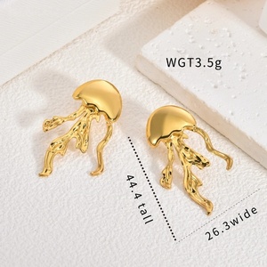 Pendientes de Acero Inoxidable con Diseños de Estrellas de Mar, Sirenas, Pulpos y Medusas para Mujer, Joyería de Moda Impermeable - Product Image 5