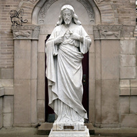 Statue de Jésus en marbre blanc sculptée à la main de grande taille pour décoration extérieure d'église BLVE, sculpture de Christ en pierre pour extérieur