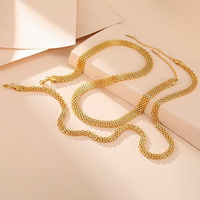 Collier en chaîne à mailles larges et plates en acier inoxydable, collier ras du cou tressé à maillons apparents
