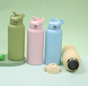 2026 Luxury Stainless Steel Water Bottle Wholesale Custom Logo Insulated Vacuum <b>Flask</b> Gym Sports Bottle <b>with</b> <b>Straw</b> Lid 32oz - Product Image 4