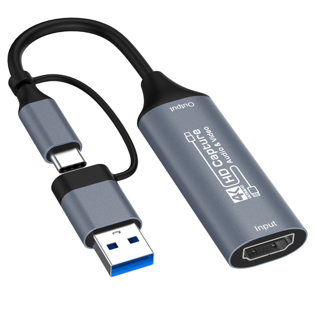 Factory 4K Type C USB 3.0 HDTV Audio Video Capture Card Recorder TV Live Streaming Broadcasting Obs Video Camera Gaming 1080p