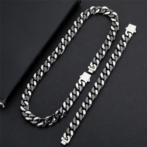 Showfay 12mm Hip-Hop Schwarze Kubanische Kette Premium Edelstahl-Keramik-Halskette mit Anpassbarem Logo - Product Image 1