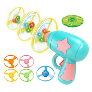 Jouet éducatif pour enfants d'âge préscolaire, hélice volante lumineuse rotative colorée 2025, jouet gyroscopique unisexe, soucoupe en plastique brillante, pistolet volant - Product Image 1