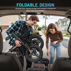 AskmY Brushless Folding <b>Electric</b> Bike 14 Inch 700W Rear <b>Hub</b> Motor 48V 10AH Lithium Battery 7-Speed Adult Commuting Bike - Product Image 2