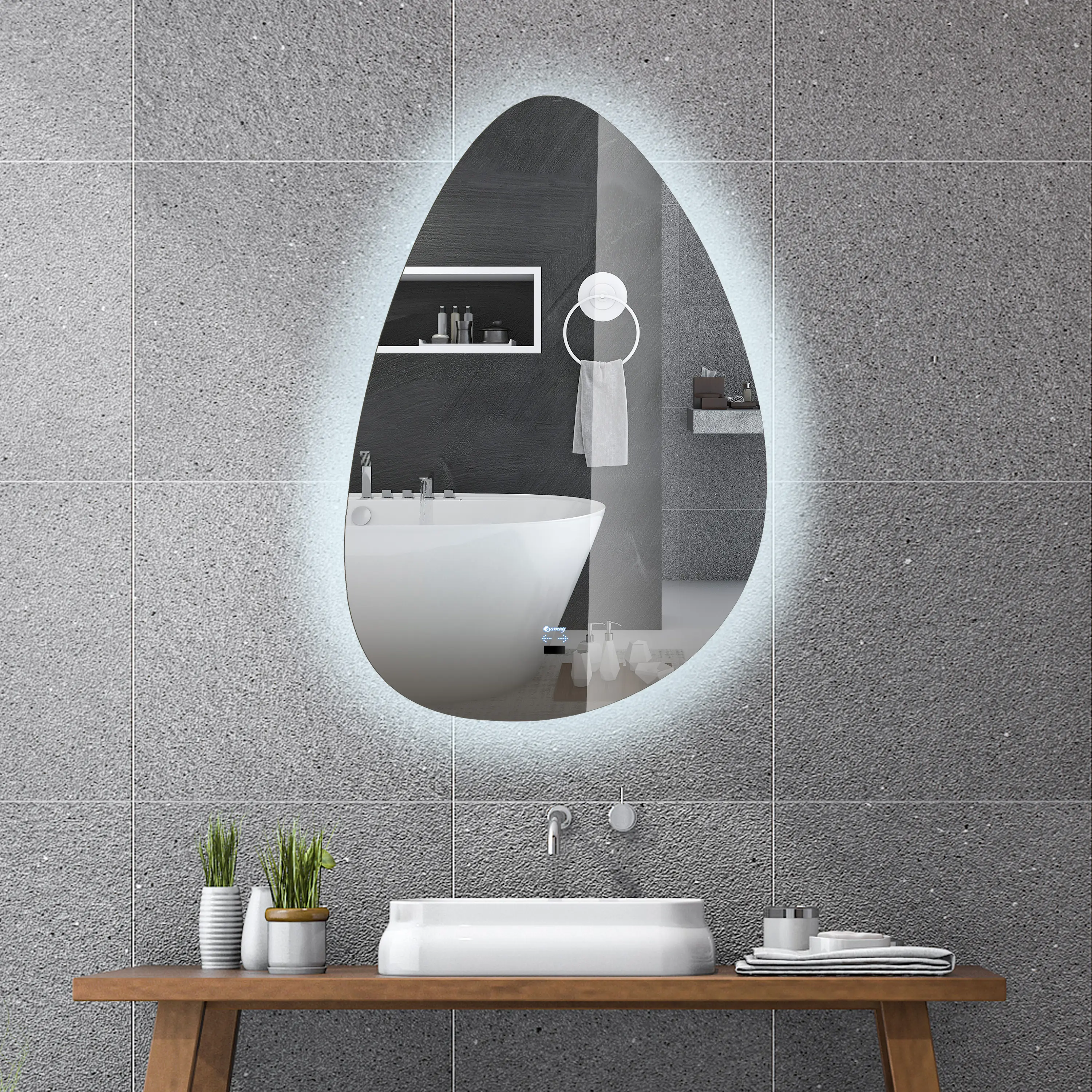 قطرة الماء تصميم مرآة حمام ليد ل المكياج مرآة خلفية مع عكس الضوء اليد الاجتياح الاستشعار ل فندق المنزل الديكور