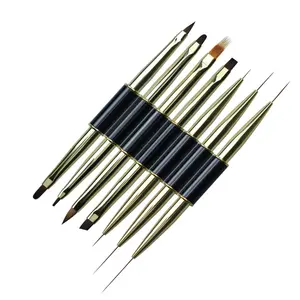 Professional Detail Painting Kit Nail Art Brushes Fine Liner Round Flat Micro Detail Nail Art Brush Set