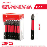 Embouts de tournevis cruciformes à une extrémité LJ-31b PZ2 en acier S2, 20 pièces, boîte en plastique, finition oxyde noir, outils électriques industriels à percussion pour le bricolage