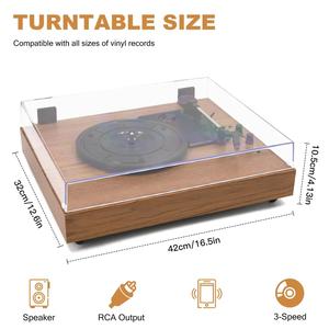 Tocadiscos de vinilo vintage de madera personalizado de fábrica con altavoces estéreo incorporados, salida RCA inalámbrica, para decoración o regalo. - Product Image 2