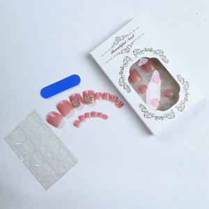 24 pièces/boîte – <span class=keywords><strong>Faux</strong></span> <span class=keywords><strong>ongles</strong></span> carrés français roses tendance à presser – Décoration d'<span class=keywords><strong>ongles</strong></span> de pieds – Outils de beauté pour les pieds - Product Image 2